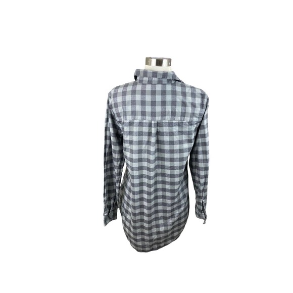 Garnet Hill Gray Check Button Front Organic Cotton Tunic Size 6 - Picture 3 of 4